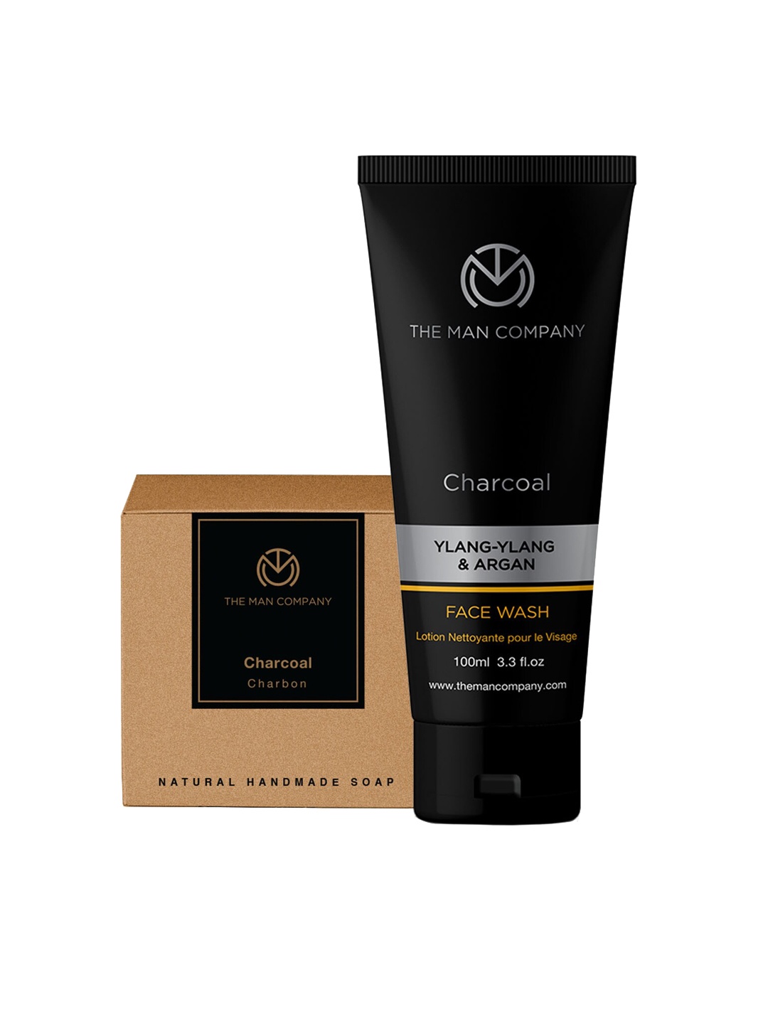 

The Man Company Set of 2 Charcoal Face Wash and Charcoal Soap Bar, Black