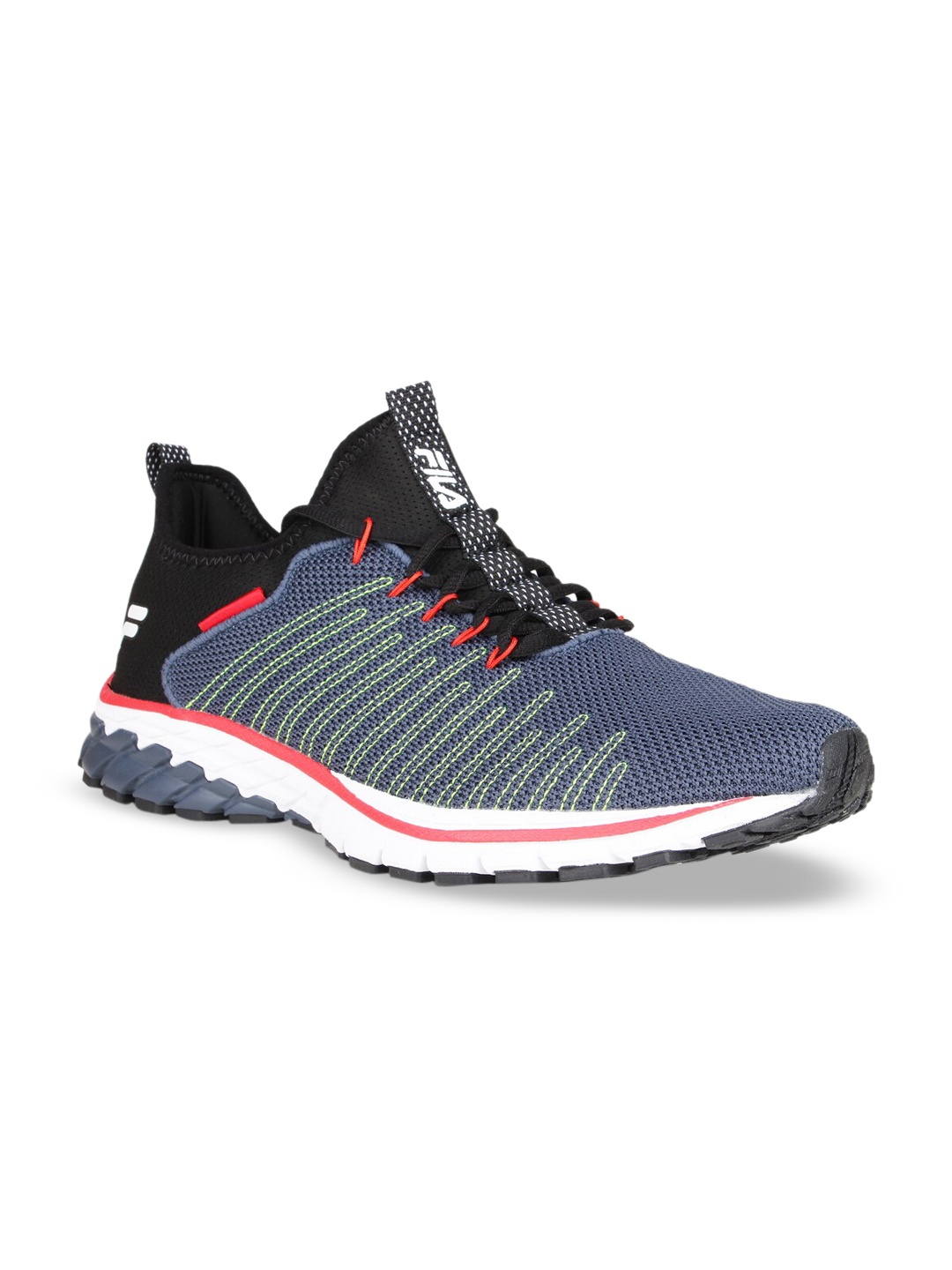 

FILA Men Black & Blue Woven Design Running Shoes
