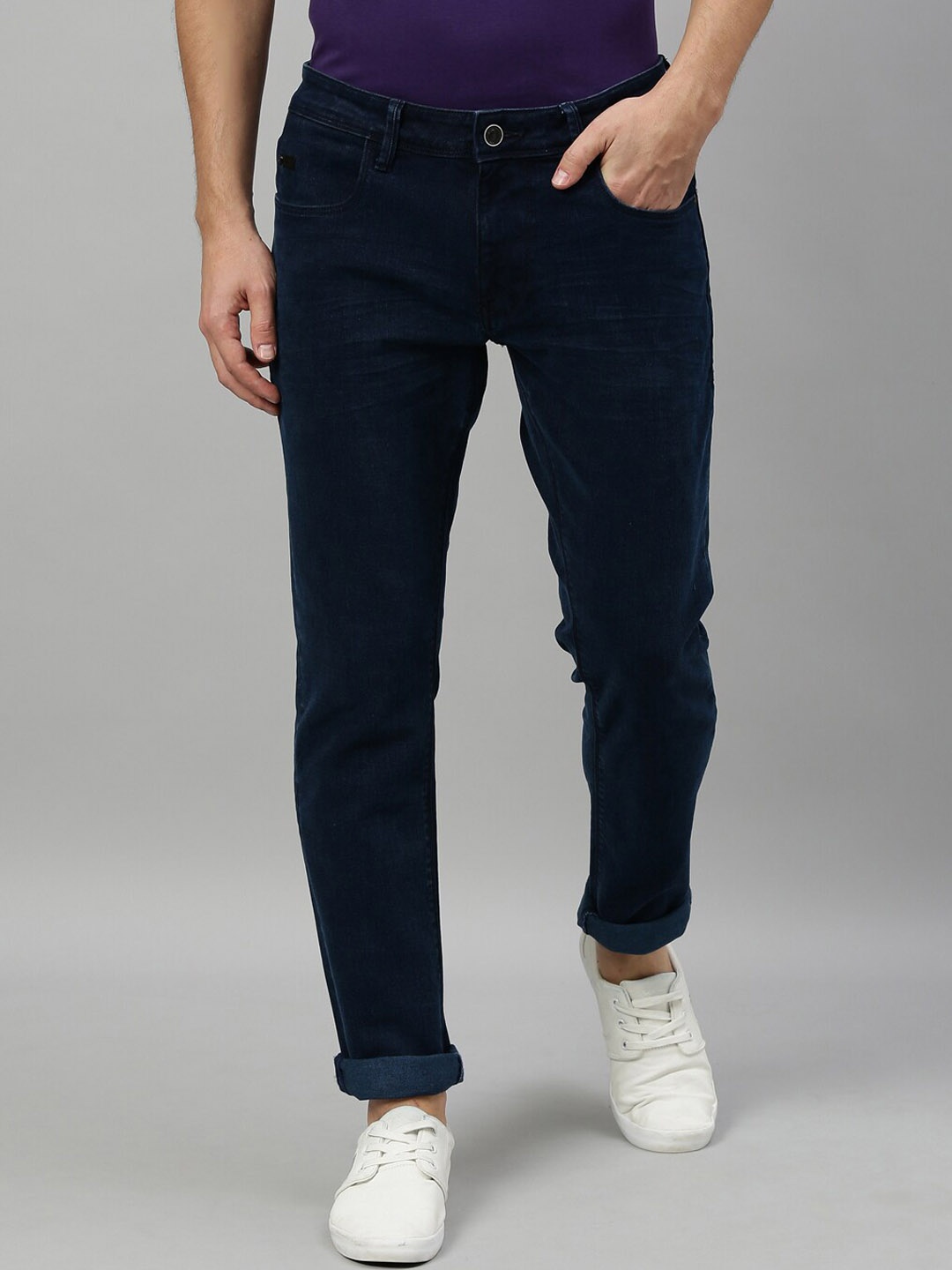 

RARE RABBIT Men Navy Blue Slim Fit Mid-Rise Clean Look Jeans