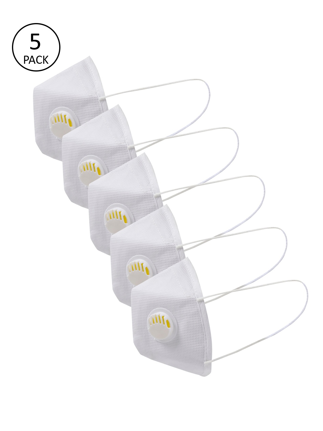 

Be Indi Unisex Pack Of 5 Pcs White Solid Reusable 5-Ply Protective Outdoor Mas