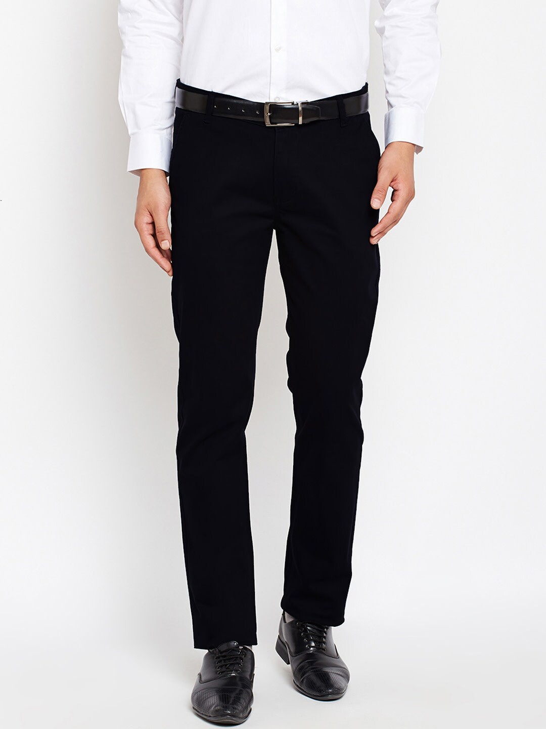 

Hancock Men Navy Blue Slim Fit Solid Regular Trousers