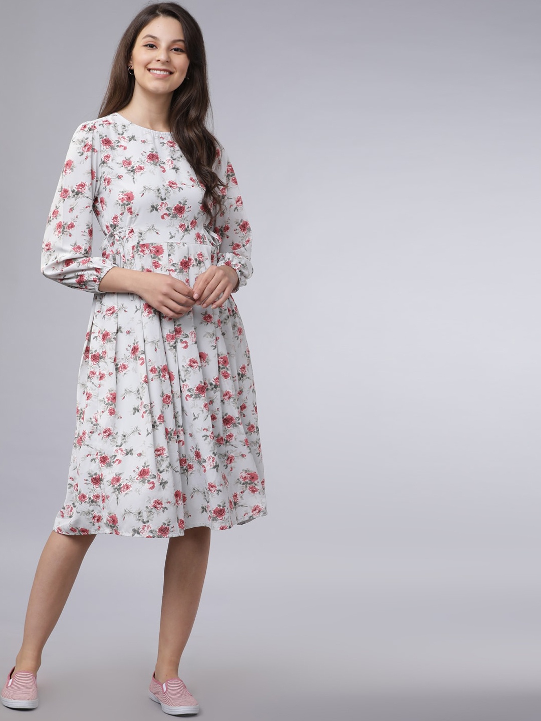 

Tokyo Talkies Women Off-White Printed Fit and Flare Dress