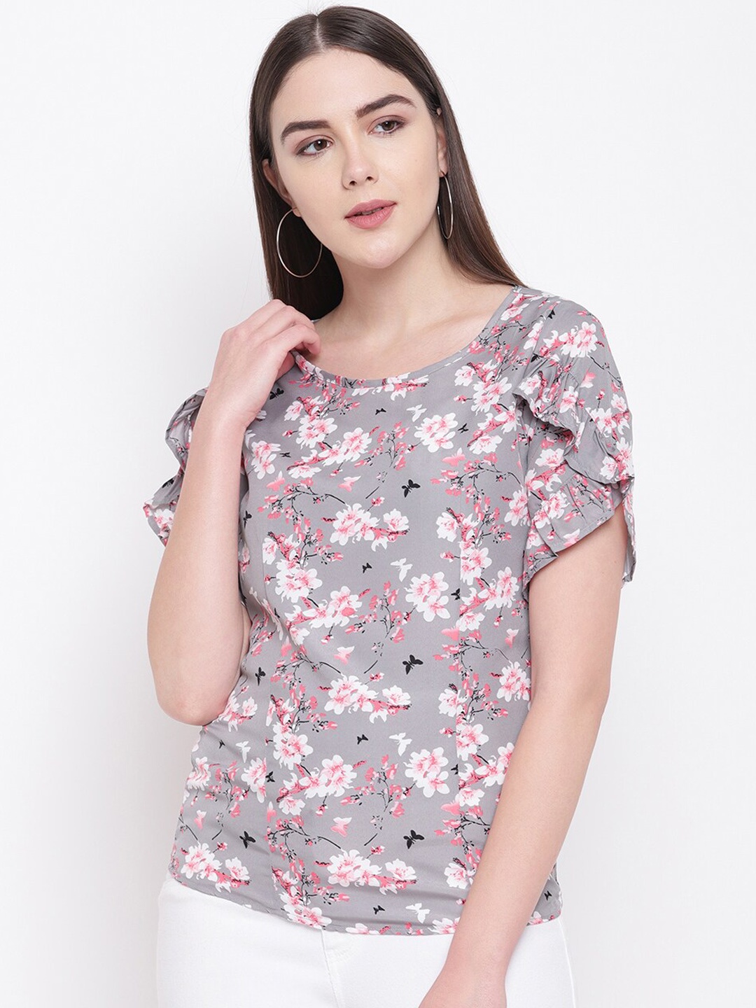 

RIVI Women Grey Printed Top