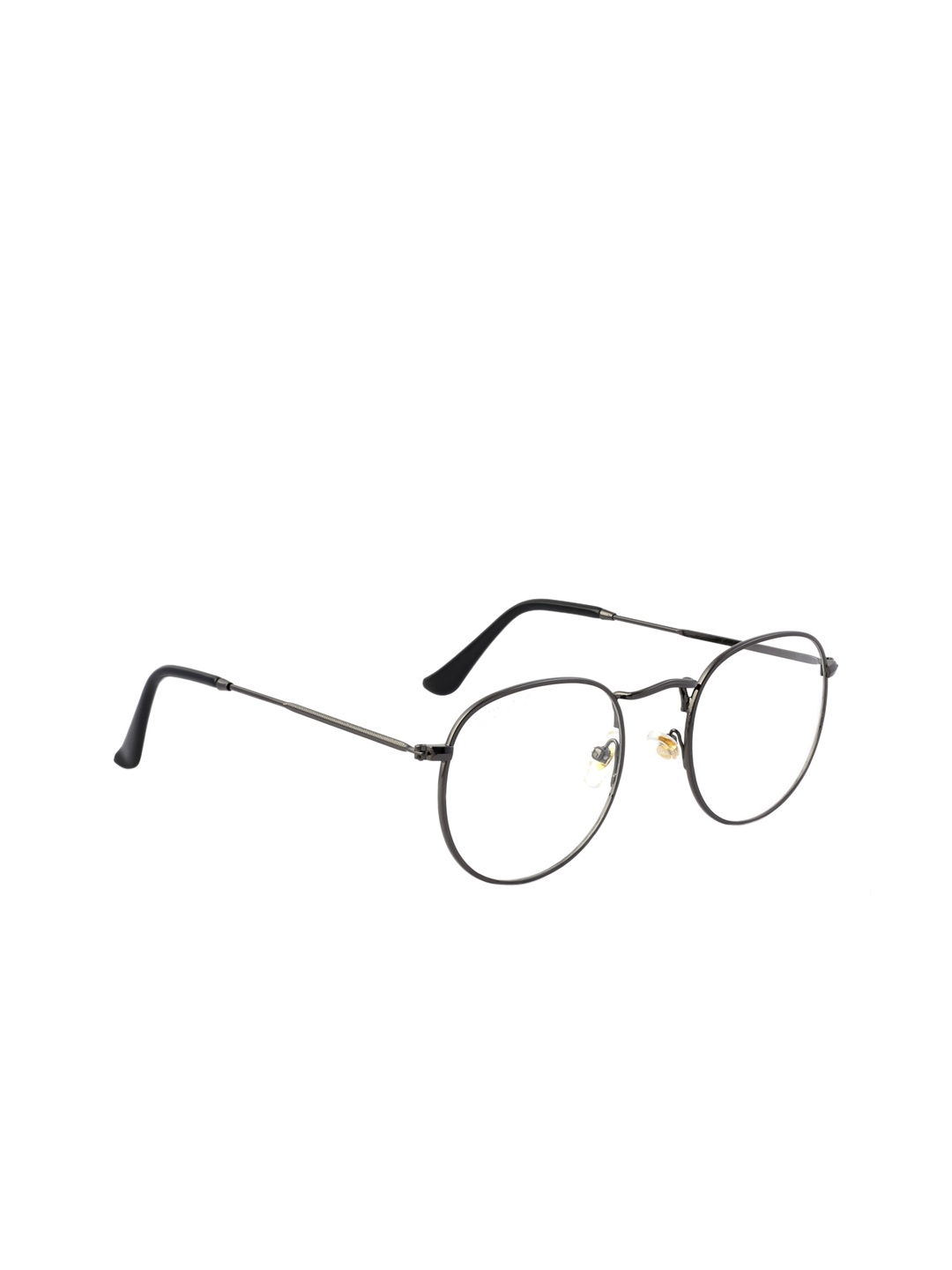 

ROYAL SON Men Solid Round Blue Light Block Full Rim Spectacle Frames SF004-C1, Black