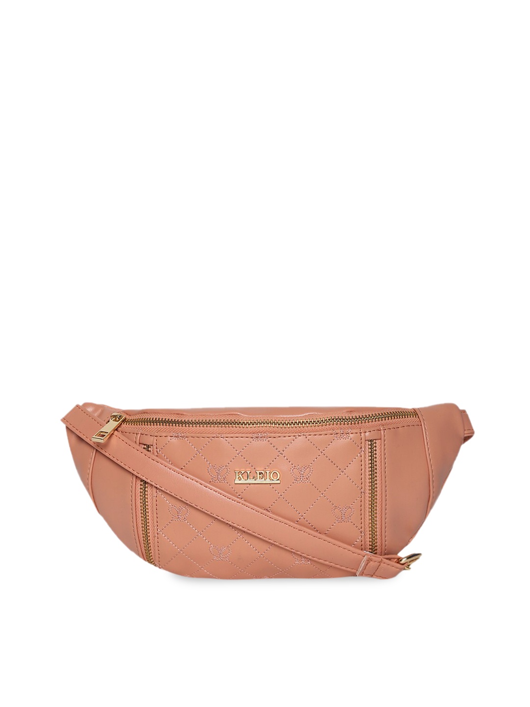 

KLEIO Quilted Sling Waist Bag, Peach