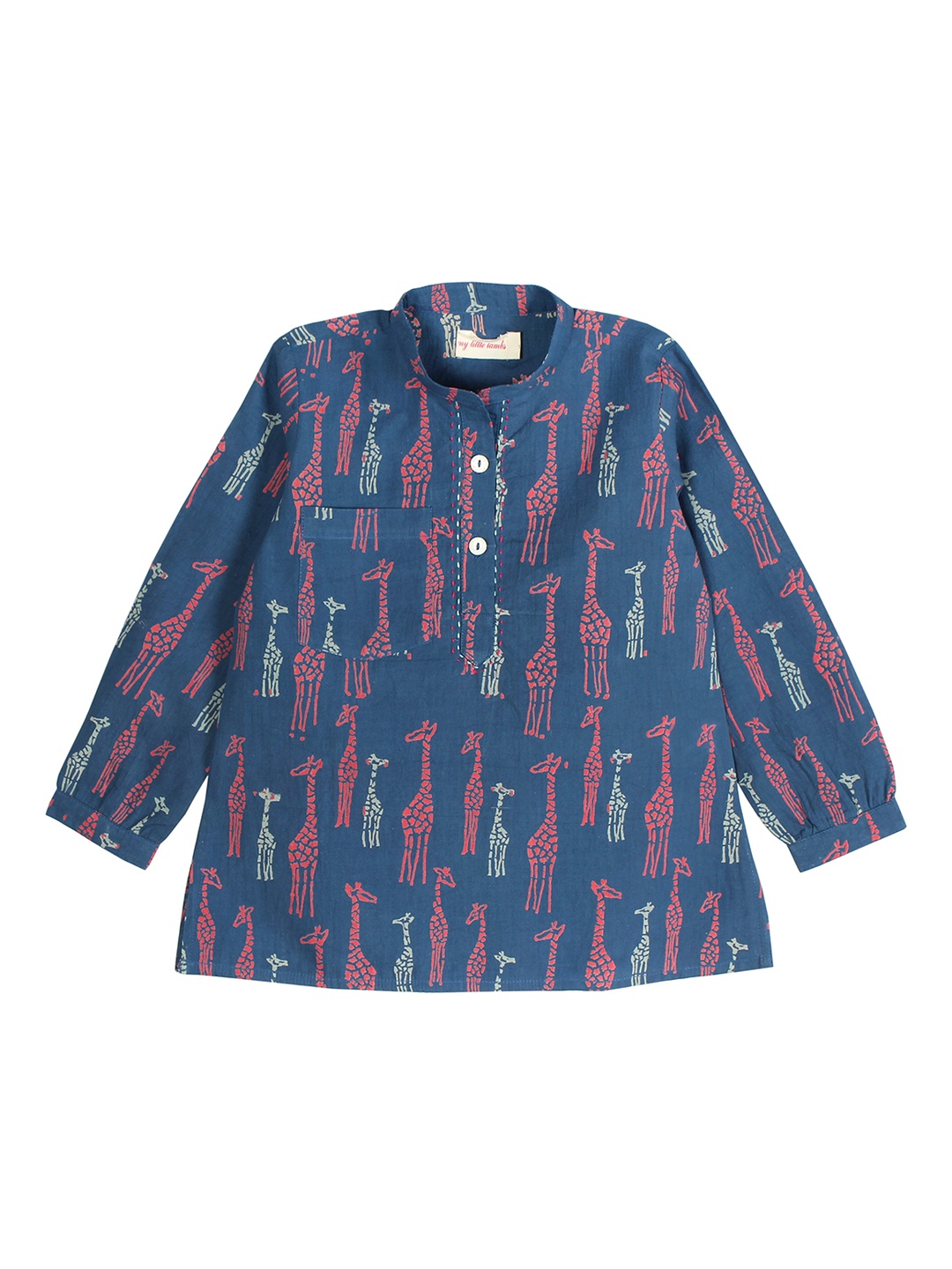 

My Little Lambs Boys Blue Printed Straight Kurta