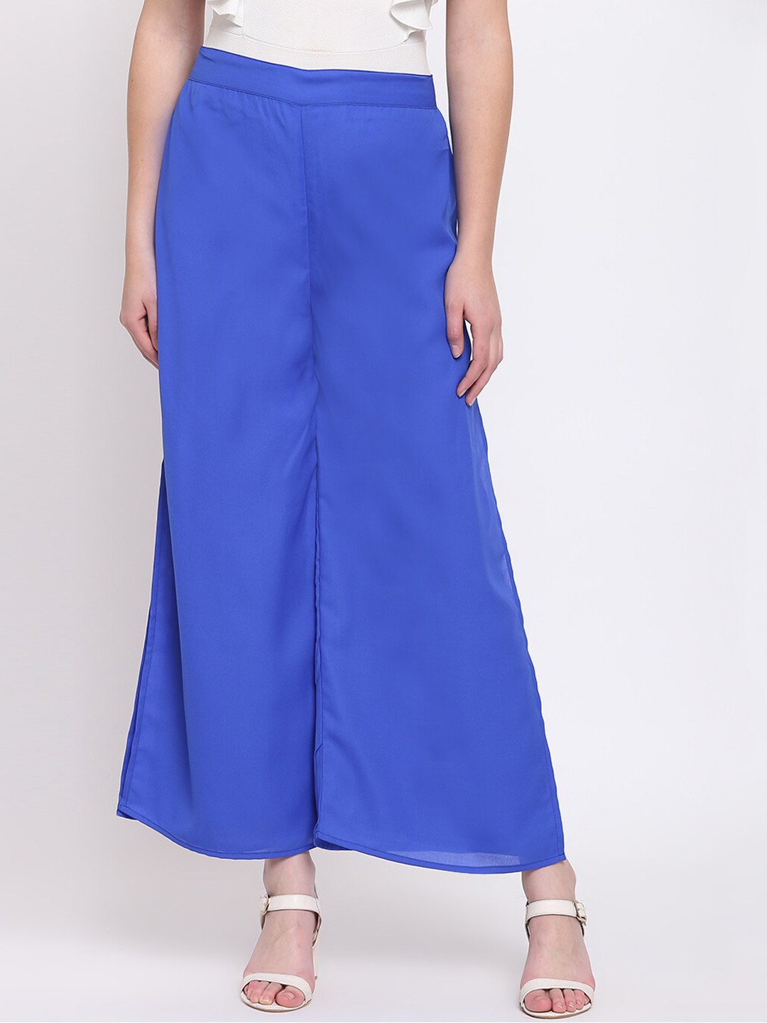 

RIVI Women Blue Solid Wide Leg Palazzos