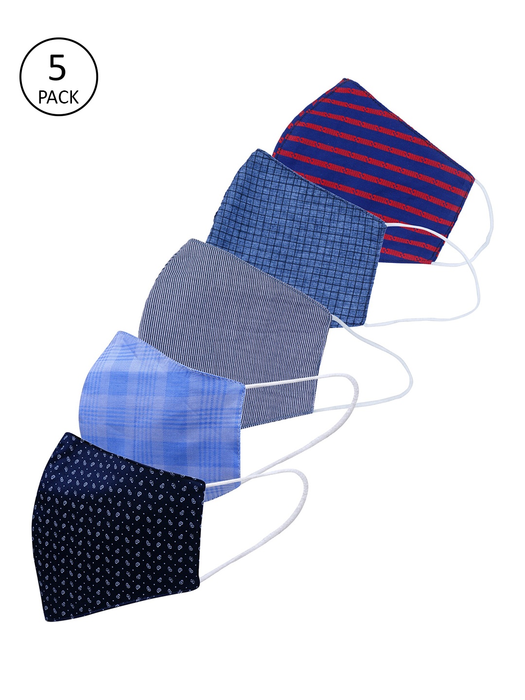 

Be Indi Unisex Pack Of 5 2-Ply Reusable Anti-Microbial Cloth Masks, Multi