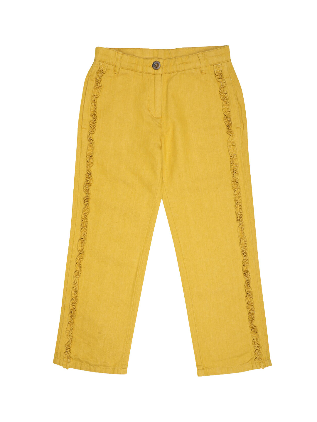 

Blue Giraffe Girls Yellow Slim Fit Solid Regular Trousers