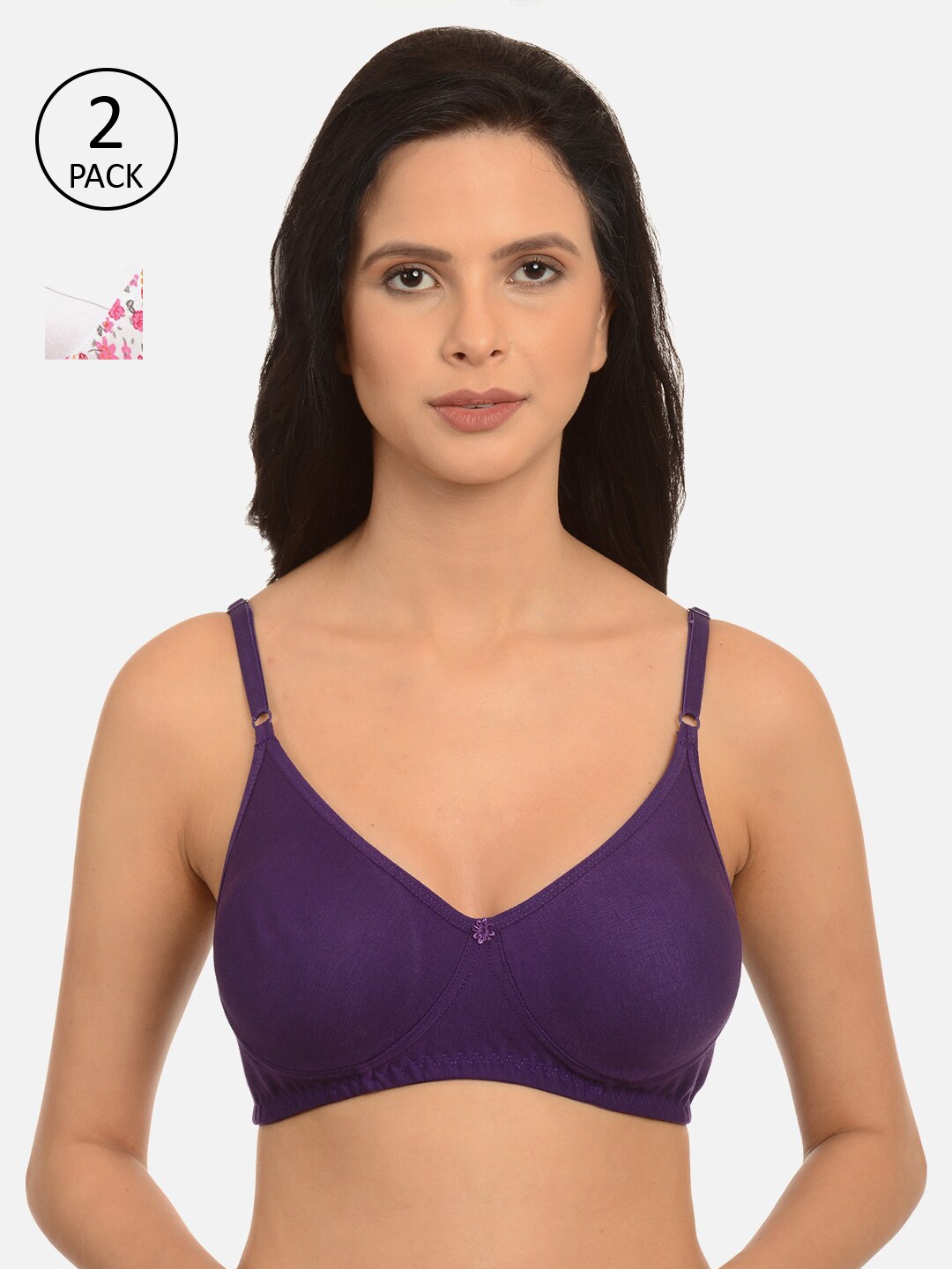 

mod & shy Pack of 2 Assorted Printed Non-Wired Non Padded Everyday Bra MS8490