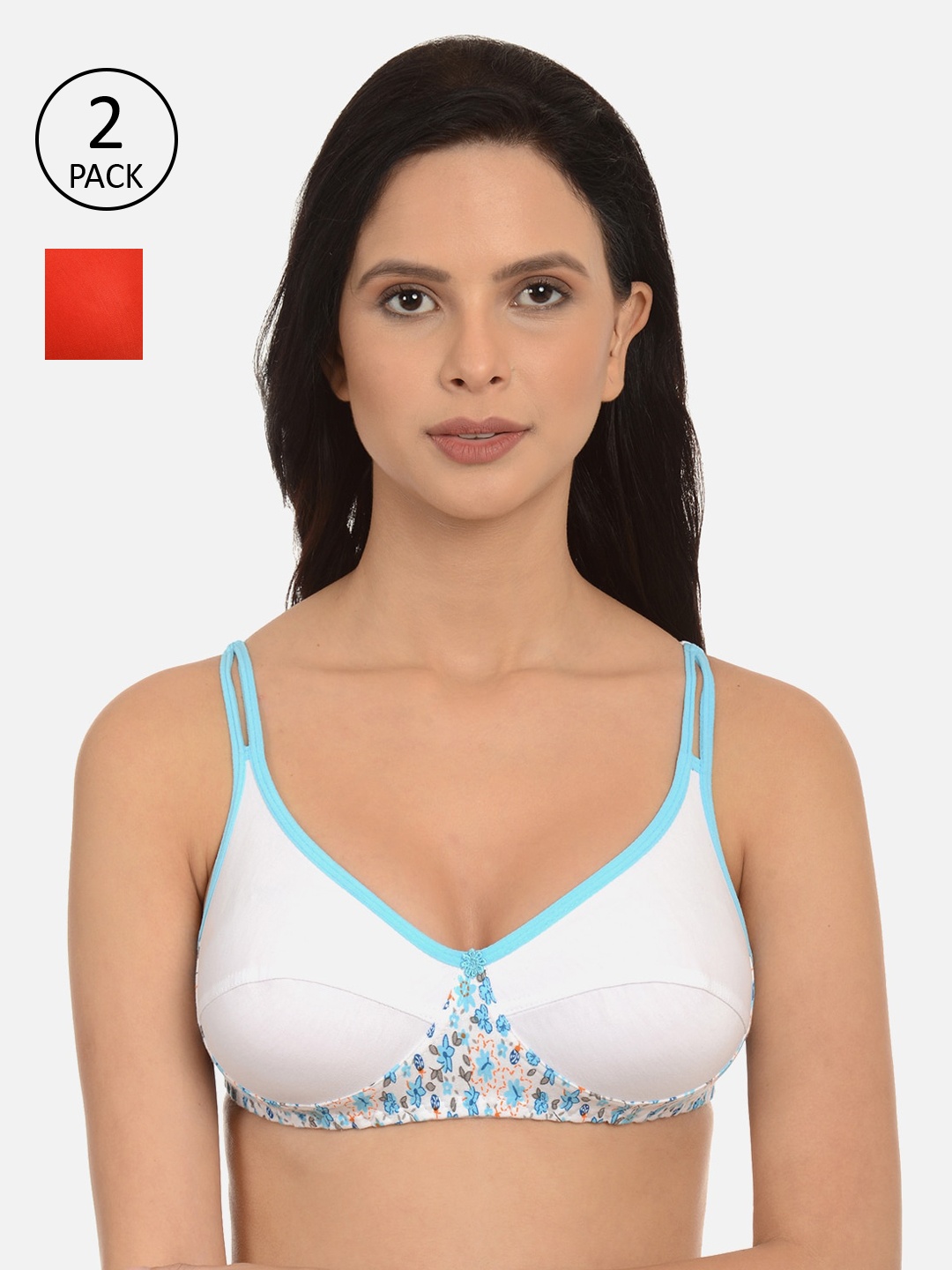 

mod & shy Pack of 2 Assorted Printed Non-Wired Non Padded Everyday Bra MS8589