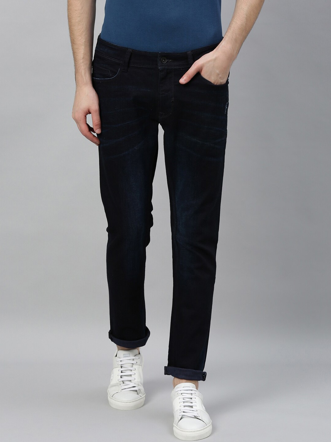 

RARE RABBIT Men Navy Blue Slim Fit Mid-Rise Clean Look Jeans