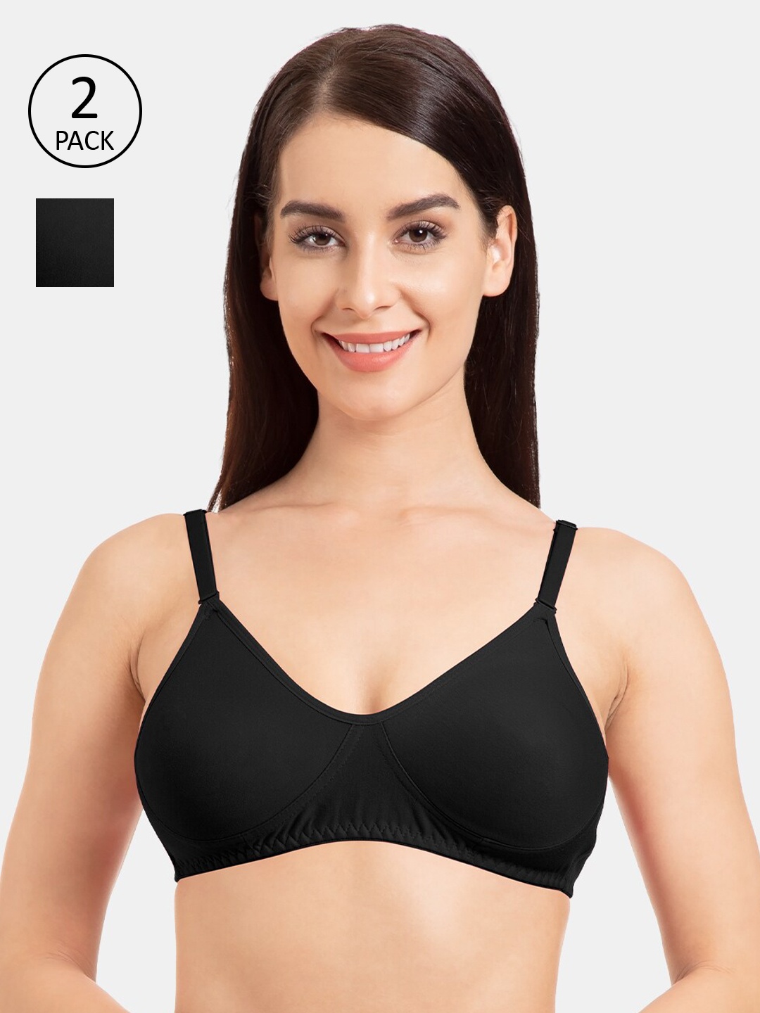 

Tweens Pack Of 2 Solid Non-Wired Non Padded Everyday Bra TW-9285-2PC, Black