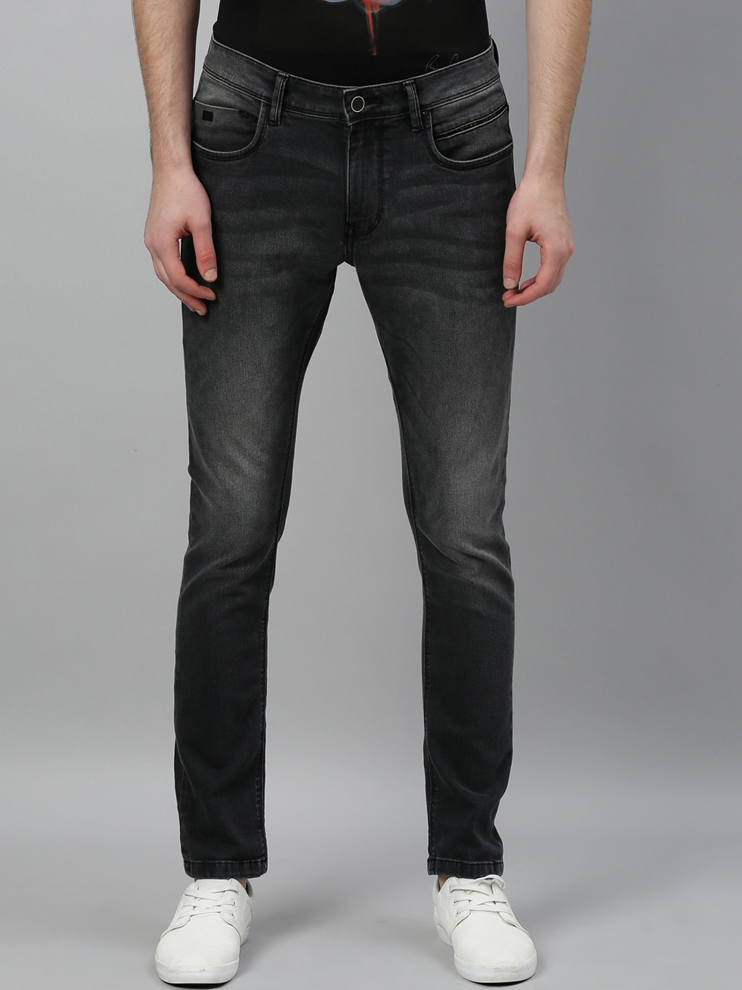 

RARE RABBIT Men Grey Slim Fit Mid-Rise Clean Look Jeans