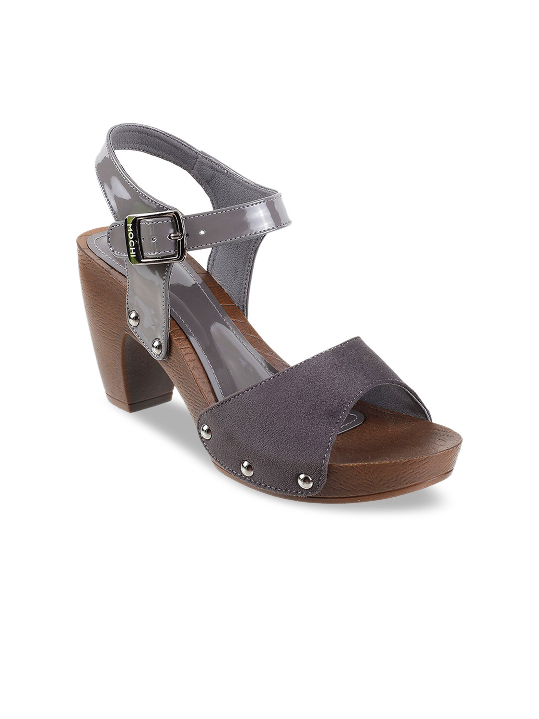 

Mochi Women Grey Solid Sandals