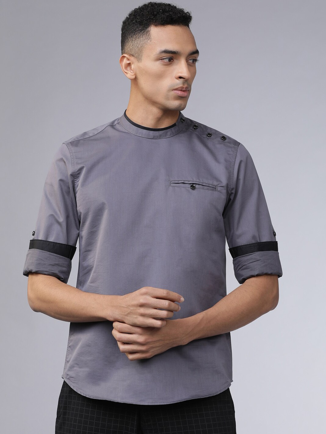 

HIGHLANDER Men Grey Slim Fit Solid Casual Shirt