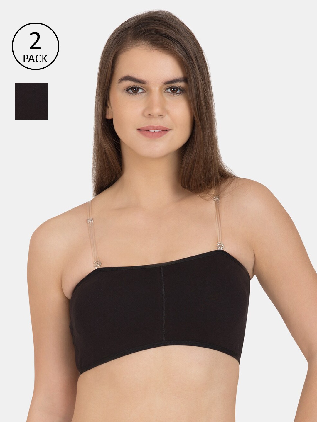 

Tweens Black Pack of 2 Solid Non-Wired Lightly Padded Bandeau Bra TW-9279-BLK-2PC