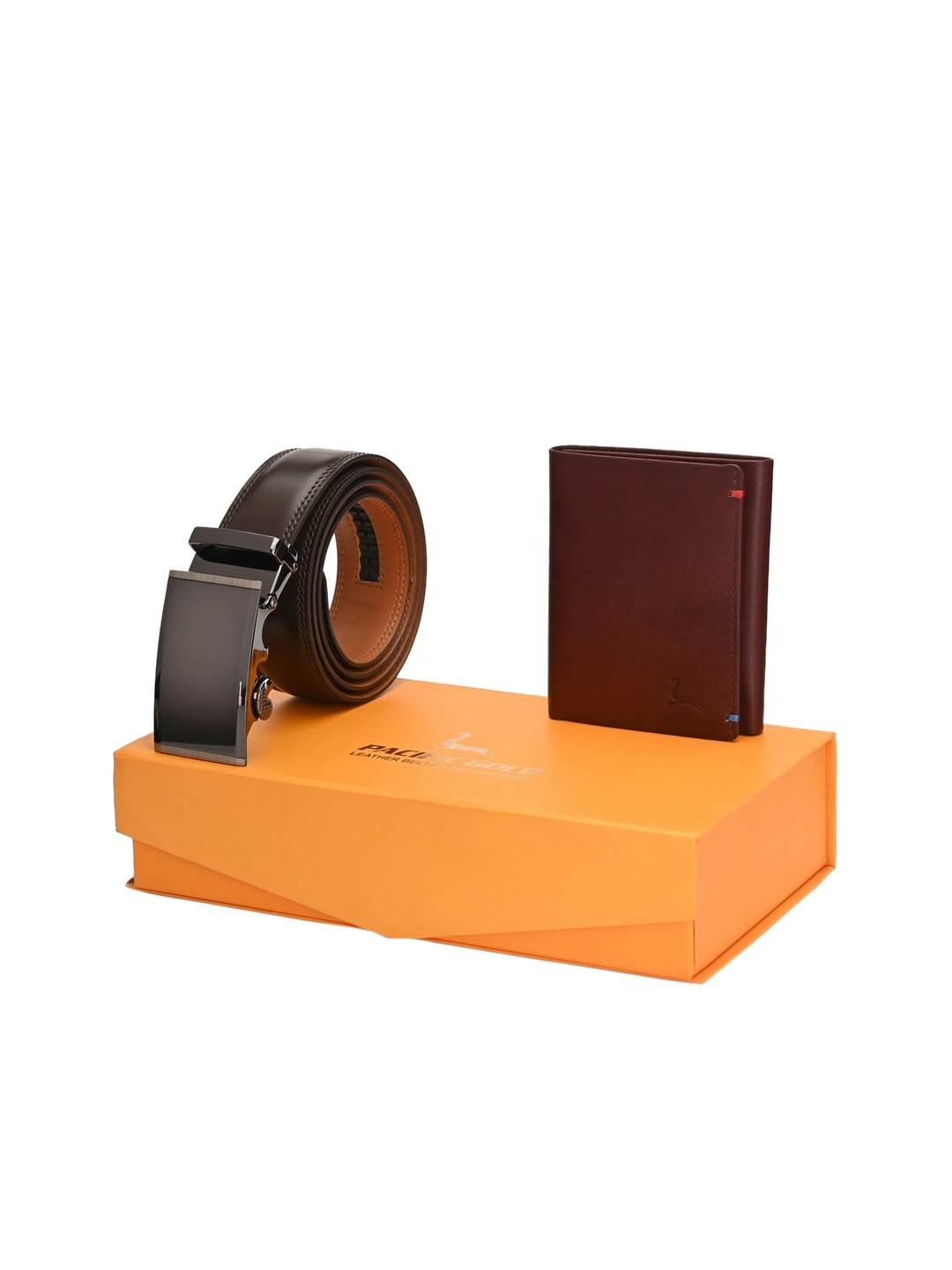 

Pacific Gold Men Brown Genuine Leather Accessory Gift Set