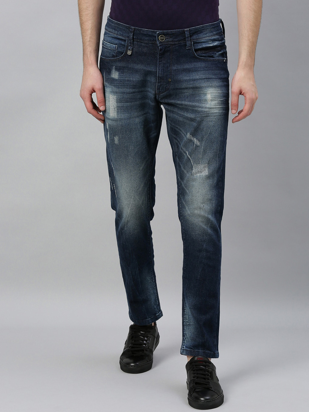 

RARE RABBIT Men Tresko Slim Fit Mid-Rise Jeans, Blue