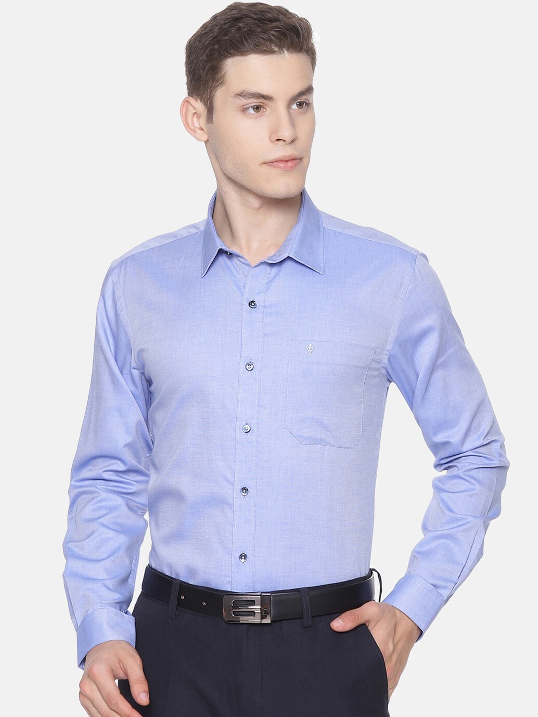 

Ramraj Men Blue Smart Slim Fit Solid Formal Shirt