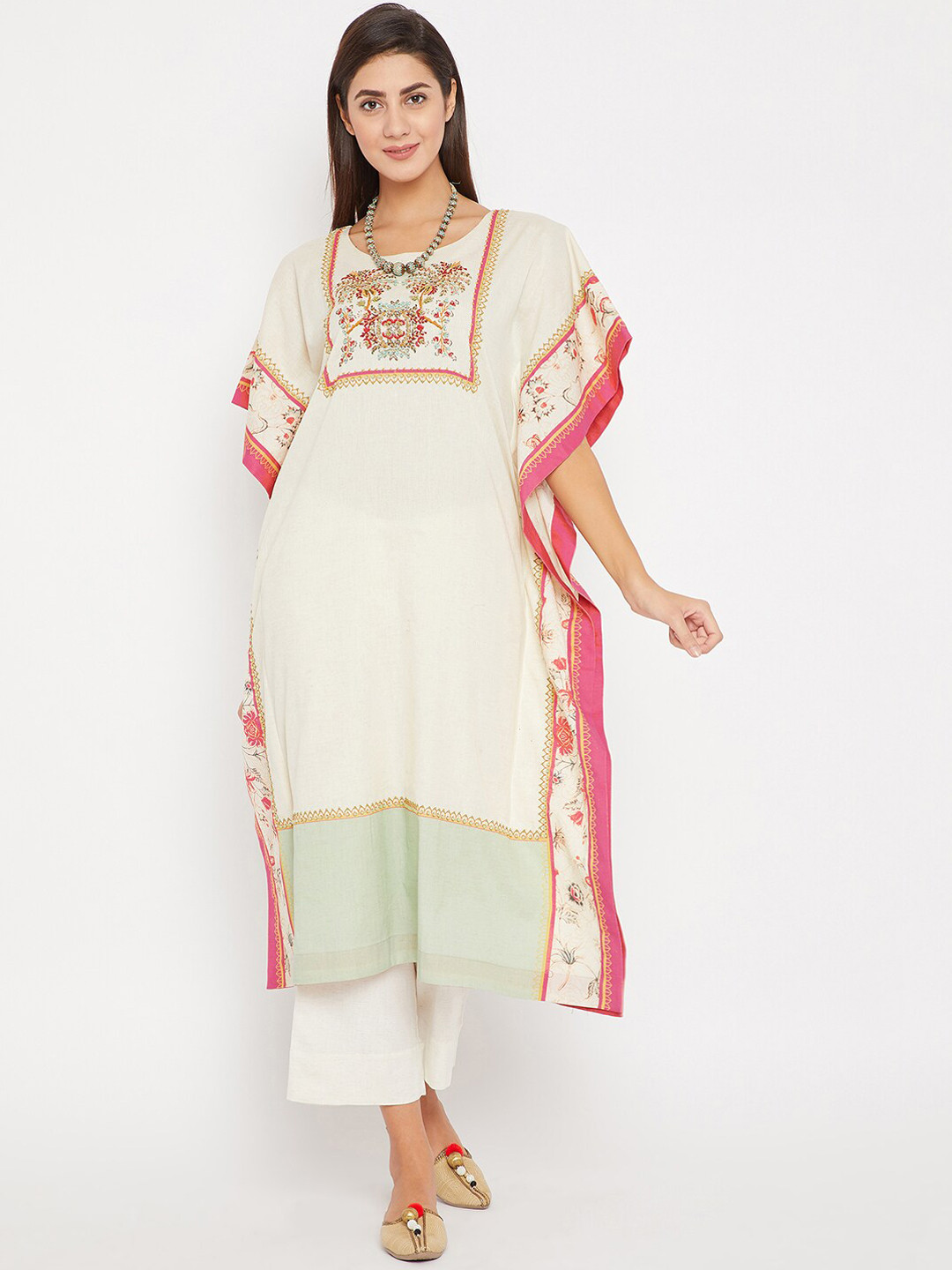 

The Kaftan Company Women Off-White Printed Straight Kurta