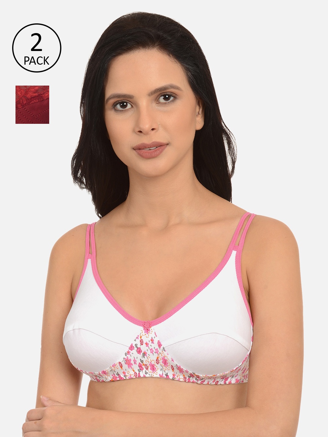 

mod & shy Pack of 2 Assorted Printed Non-Wired Non Padded Everyday Bras MS5490
