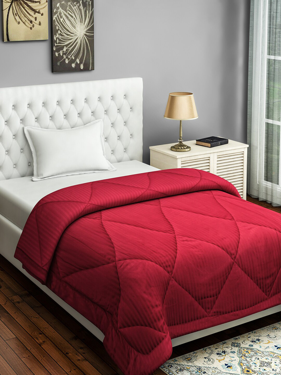 

SWAYAM Red Solid AC Room 150 GSM Single Bed Comforter