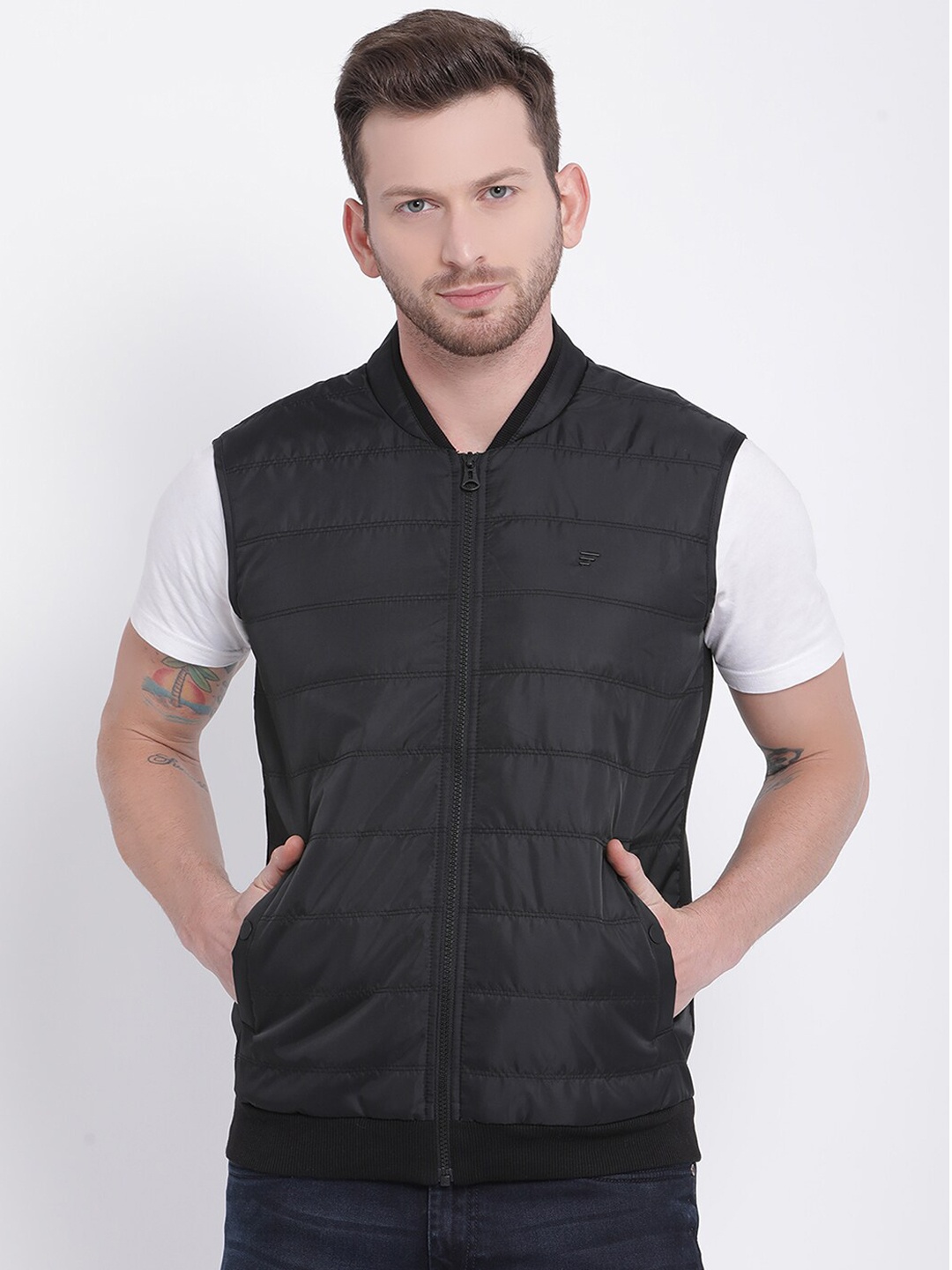 

t-base Men Black Solid Padded Jacket