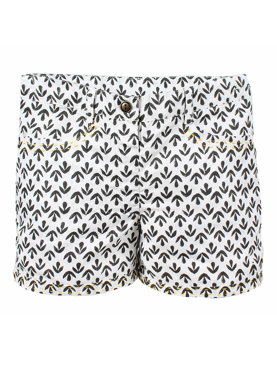 

My Little Lambs Girls Off-White And Black Printed Regular Fit Shorts