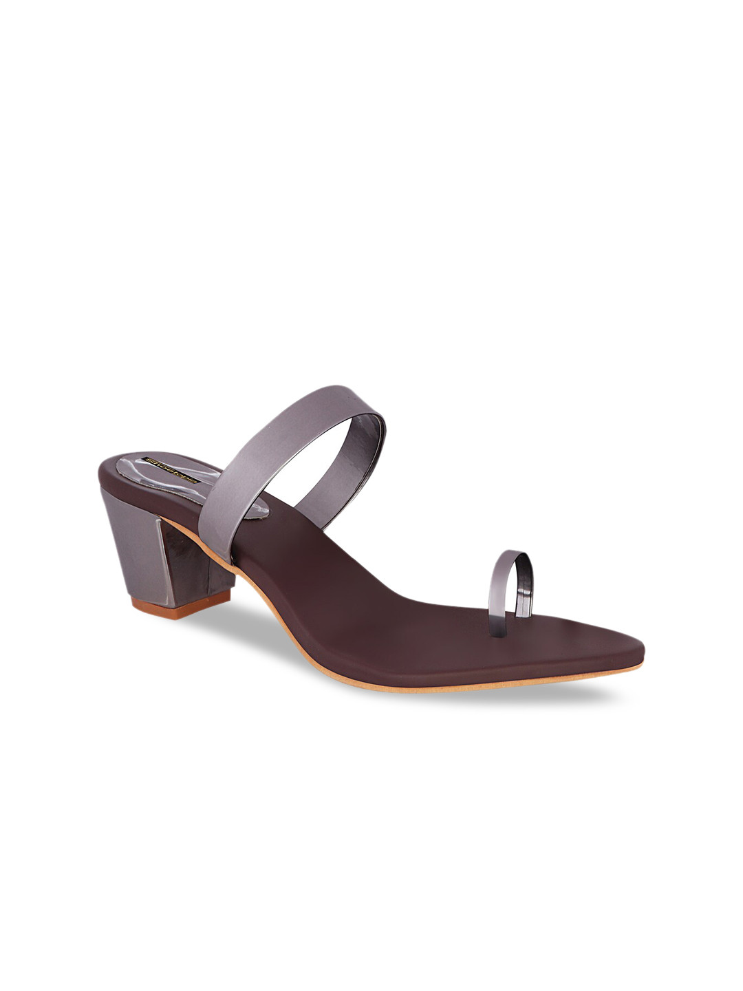 

Shoetopia Women Gunmetal-Toned Solid Sandals, Metallic