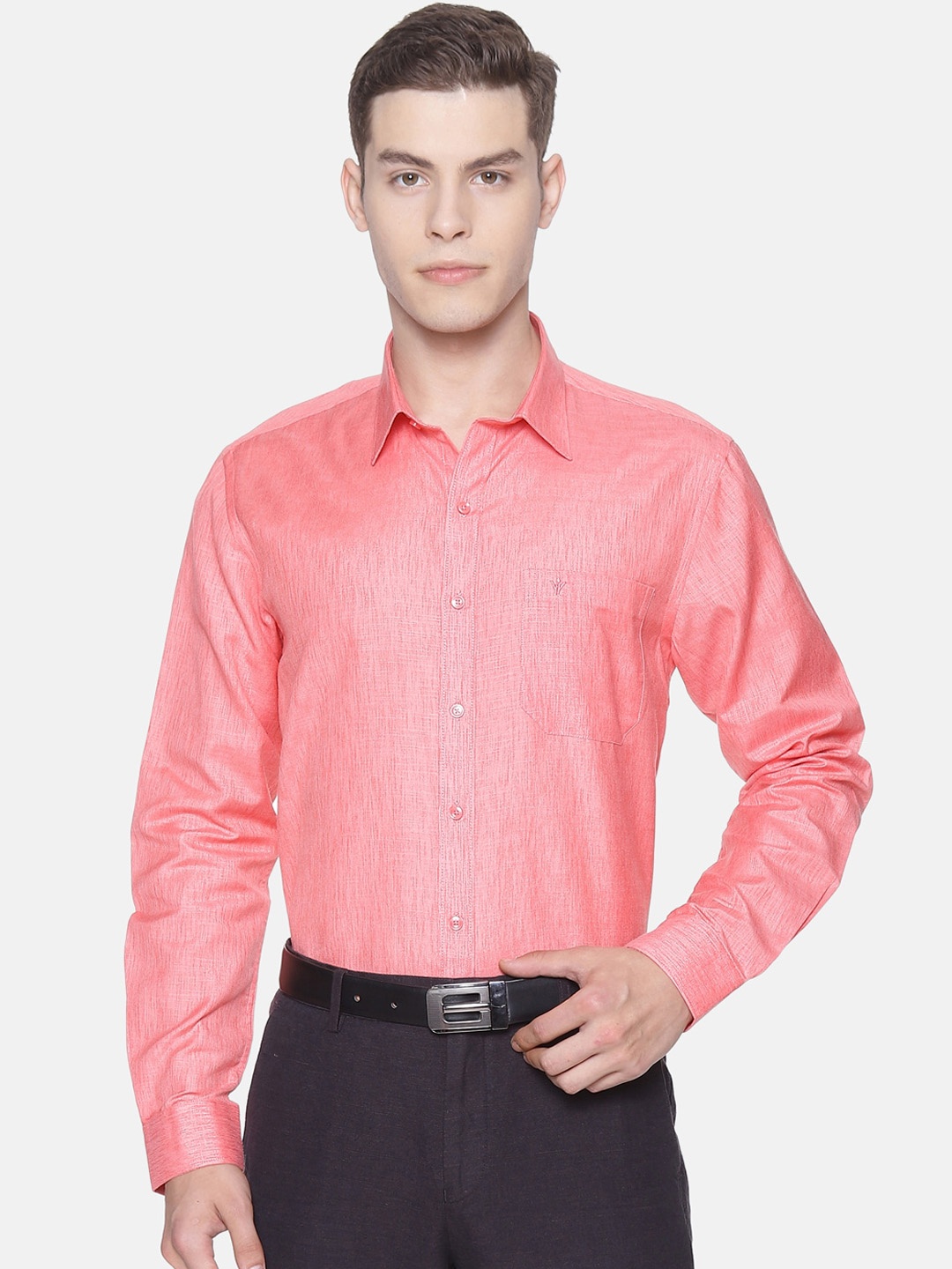 

Ramraj Men Red Original Solid Formal Shirt