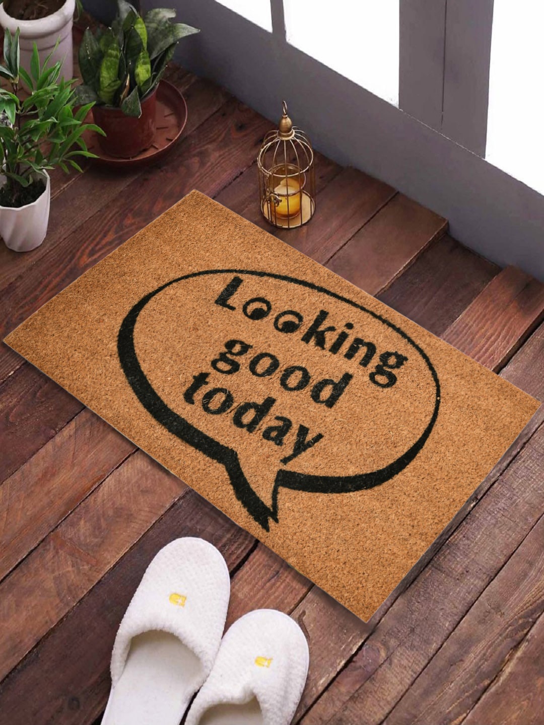 

SWHF Brown & Black Printed Anti-Skid Coir Mat Doormat