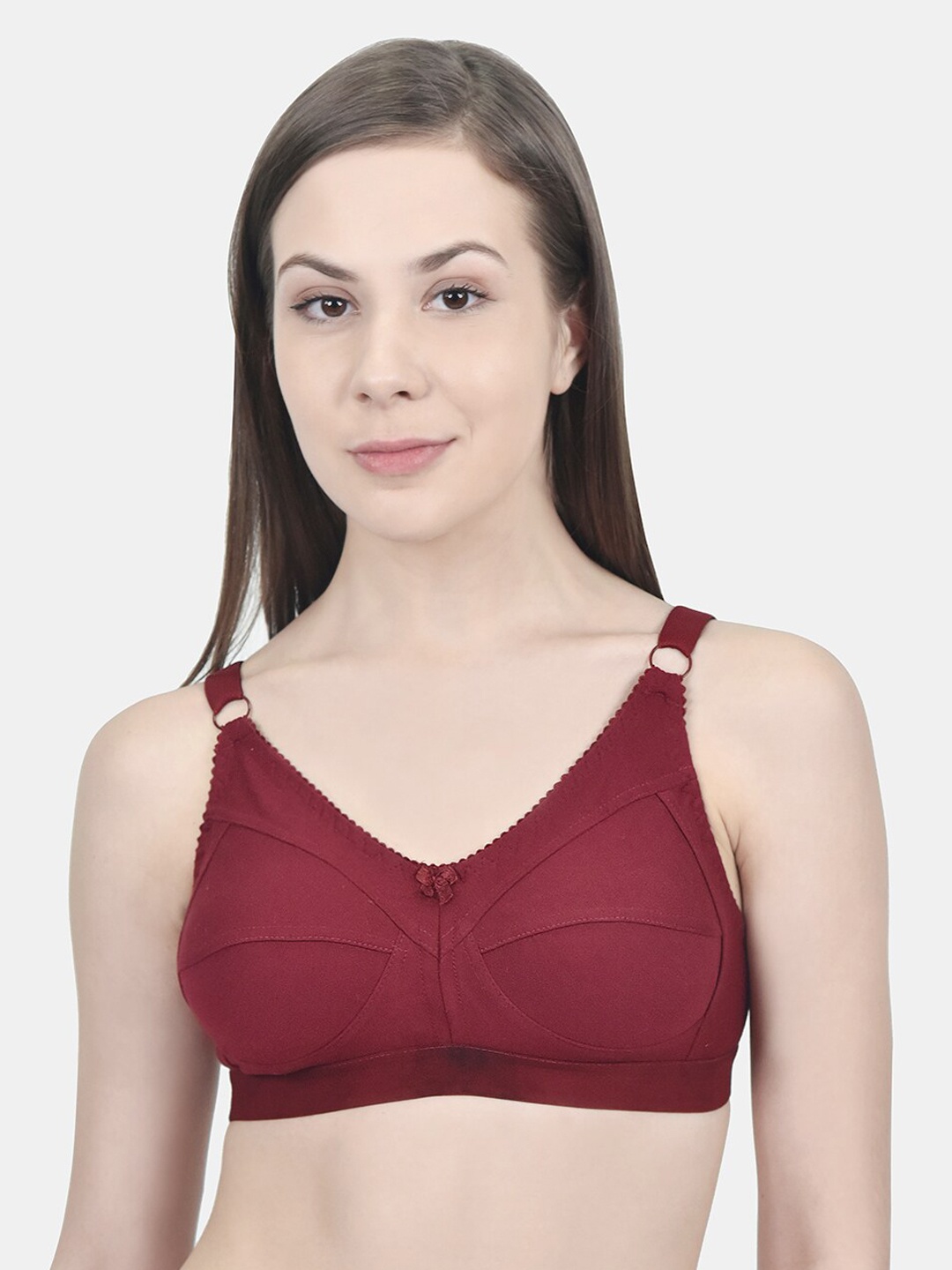 

Innocence Maroon Solid Non-Wired Non Padded Minimizer Bra BBAPLIN90157_30B