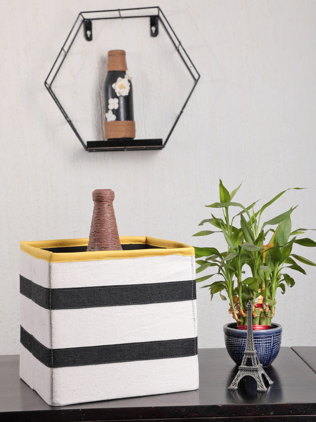 

My Gift Booth White & Black Striped Breton Multi-Utility Storage Box