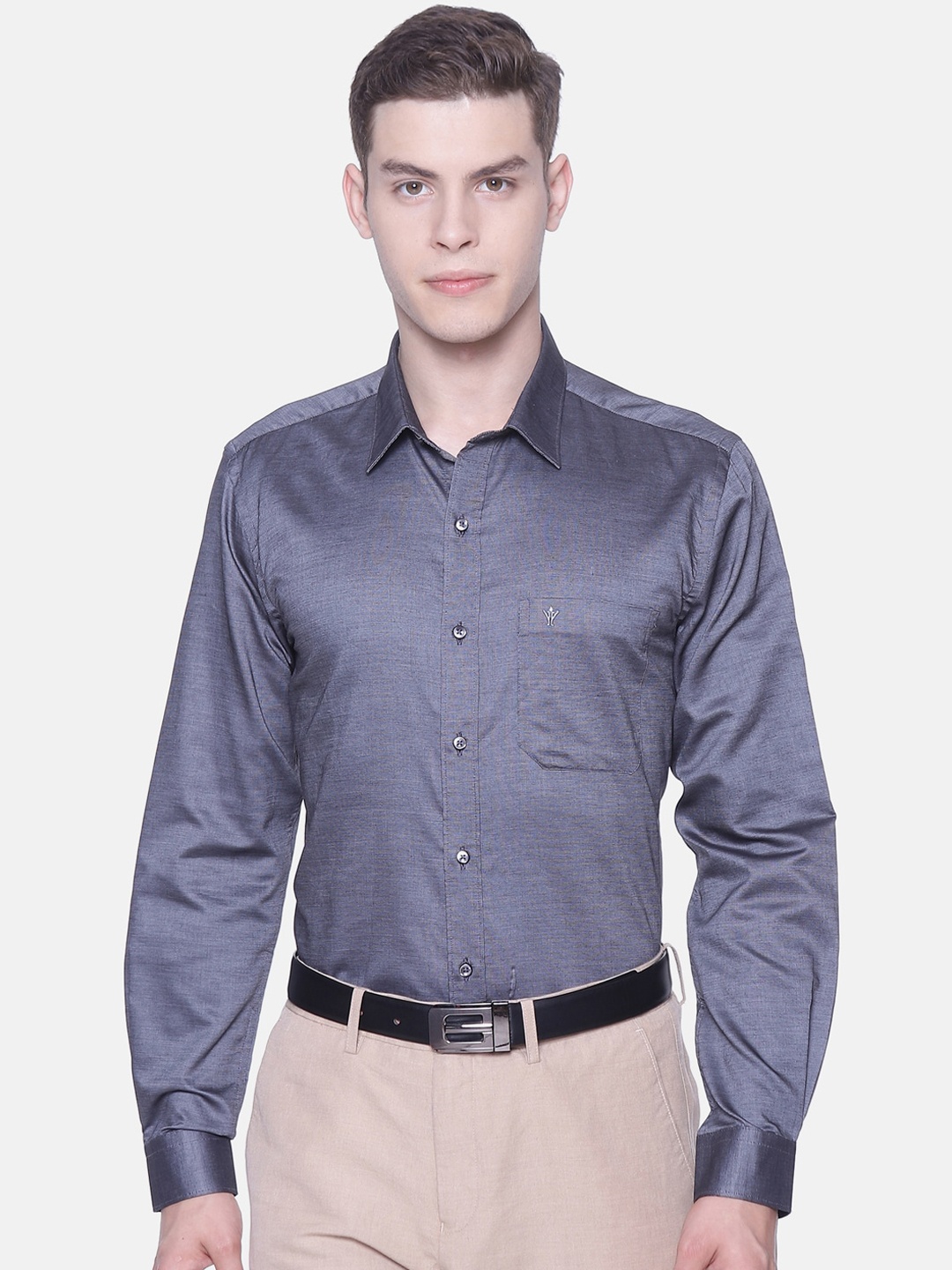 

Ramraj Men Grey Smart Slim Fit Solid Formal Shirt