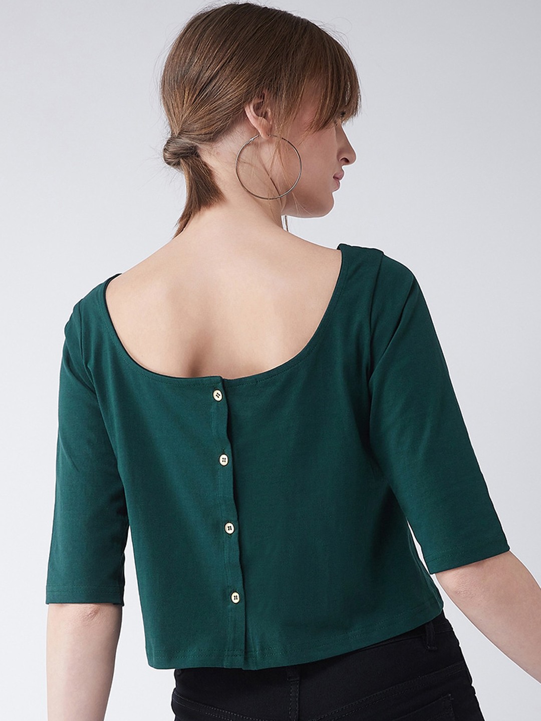 

Miss Chase Women Green Solid Pure Cotton Top