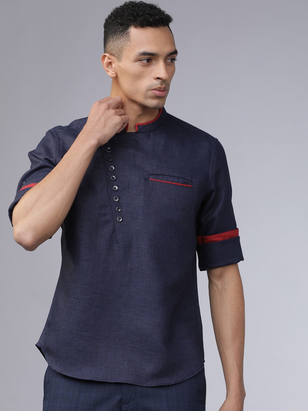 

HIGHLANDER Men Navy Blue Slim Fit Solid Casual Shirt