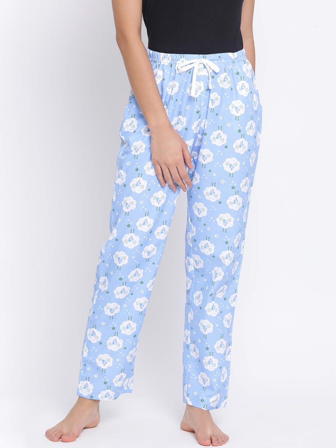 

Kanvin Women Blue & White Printed Lounge Pants