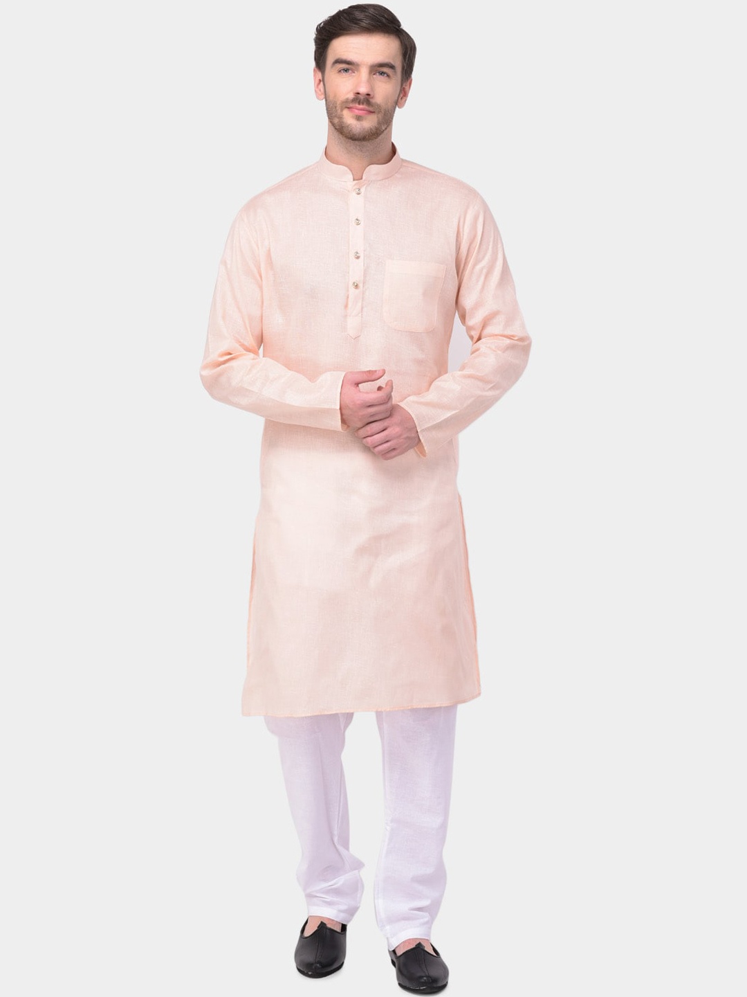 

SG LEMAN Men Pink Solid Kurta with Pyjamas