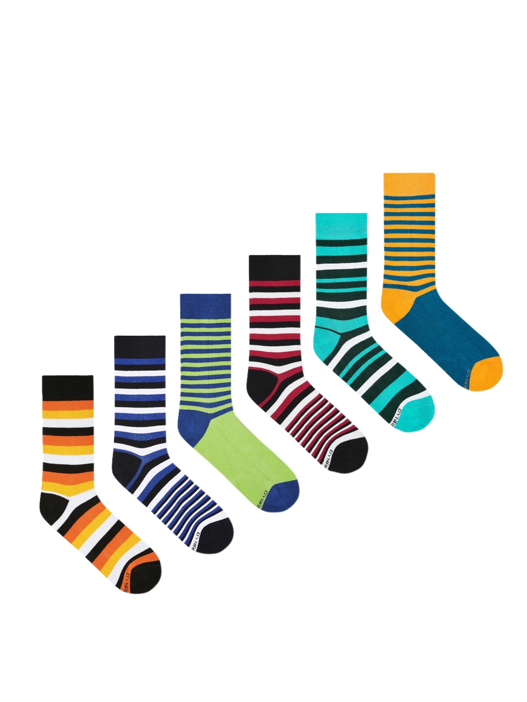 Dynamocks Pack Of 6 Striped Calf-Length Socks, Blue