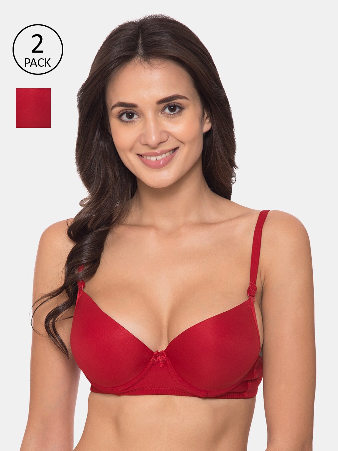 

Tweens Pack Of 2 Red Solid Underwired Lightly Padded Everyday Bras TW-1401-RD