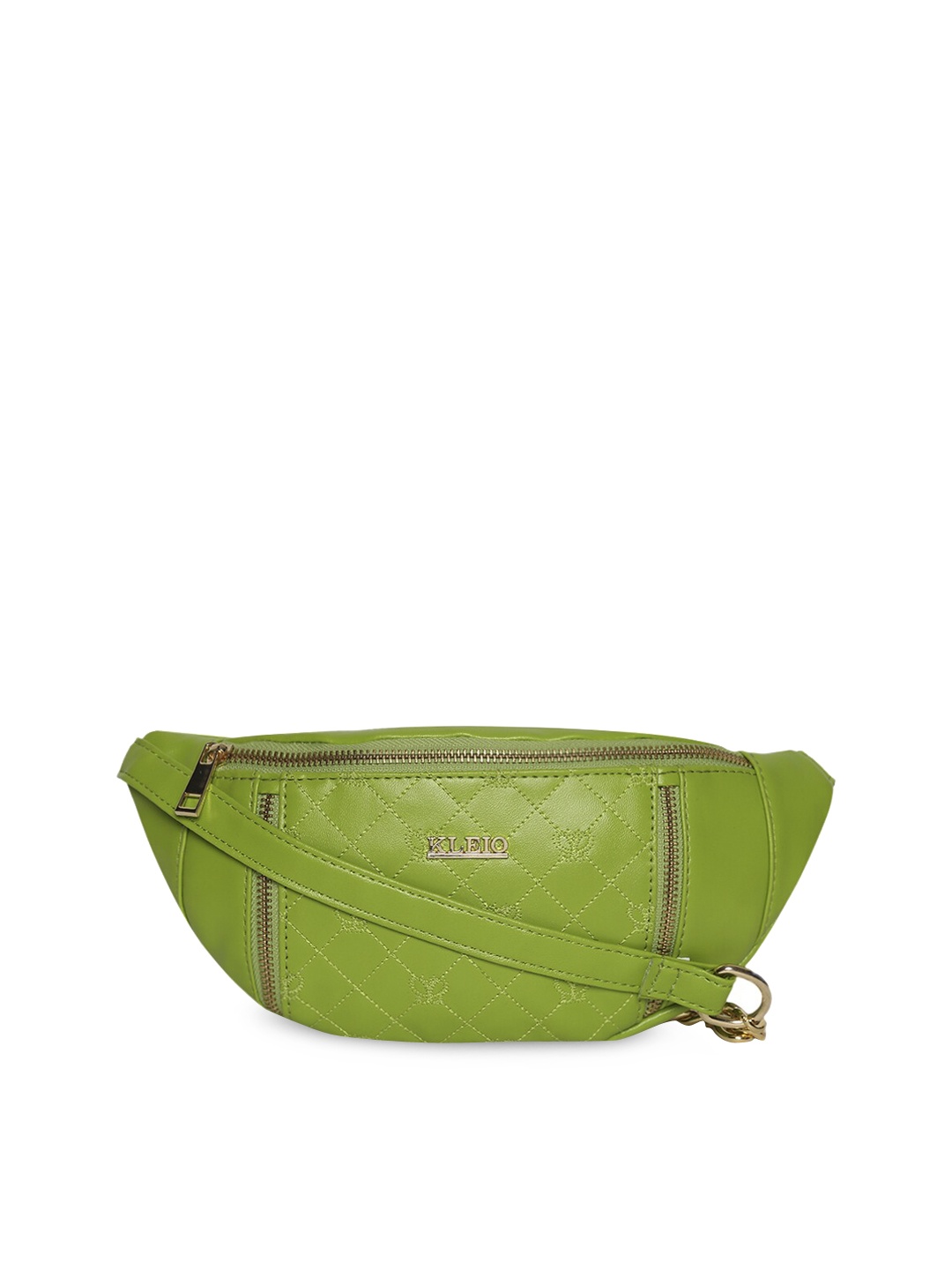 KLEIO Women Green Textured Waist Belt Pouch