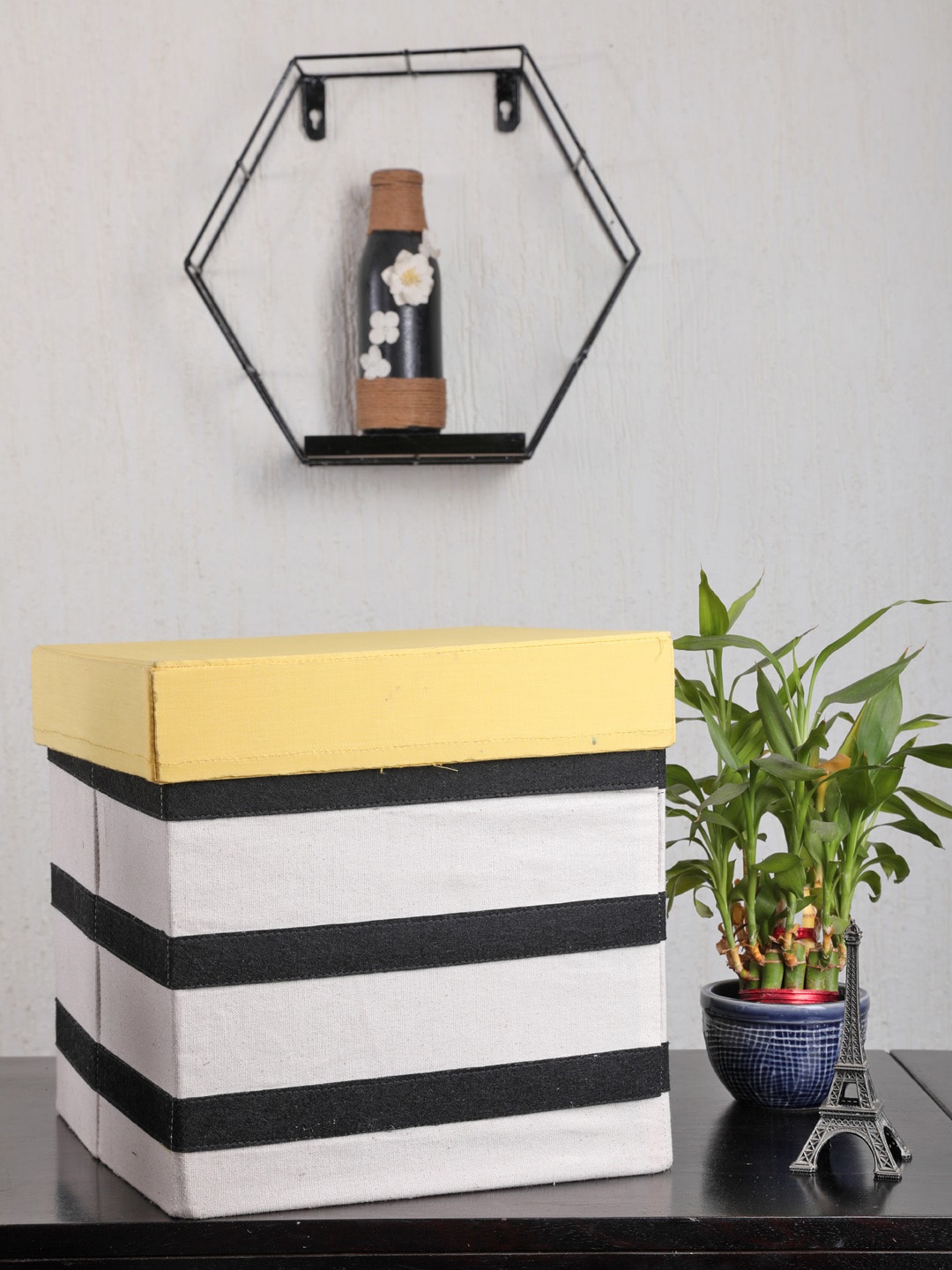 

My Gift Booth Cream-Coloured & Yellow Striped Storage Box With Lid