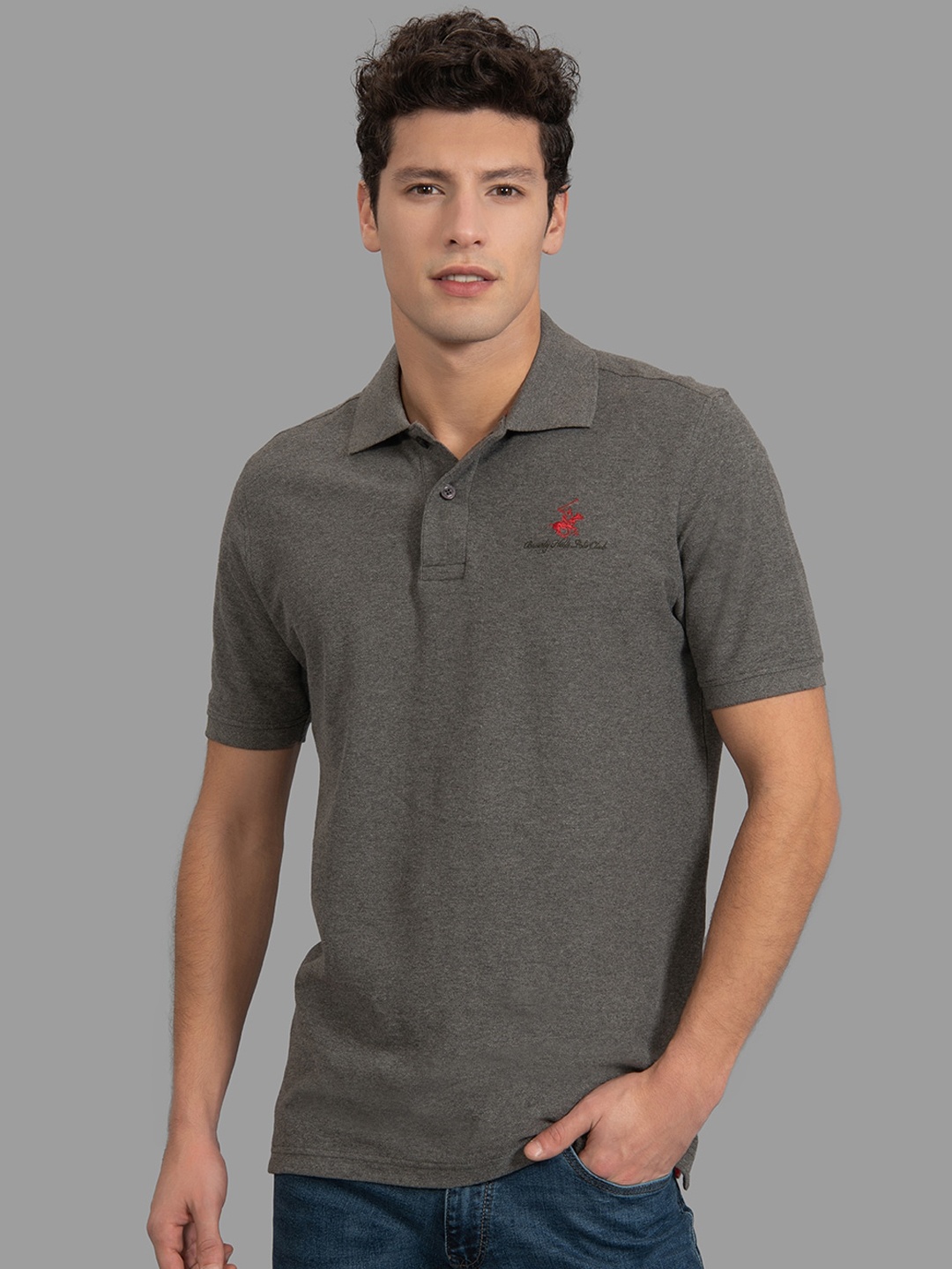 

Beverly Hills Polo Club Men Brown Solid Polo Collar T-shirt