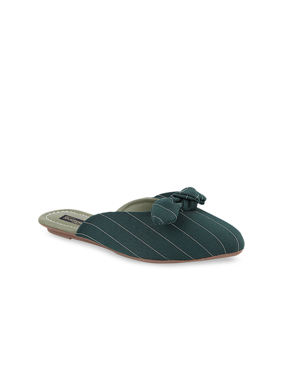 

Shoetopia Women Blue Striped Fabric Mules