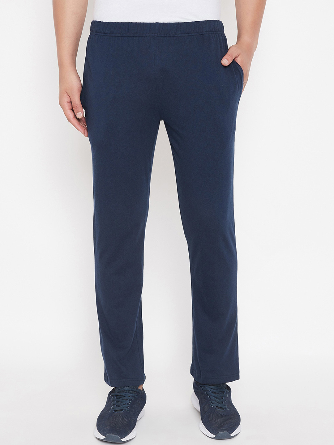 

Hypernation Men Navy Blue Regular Fit Solid Regular Trousers