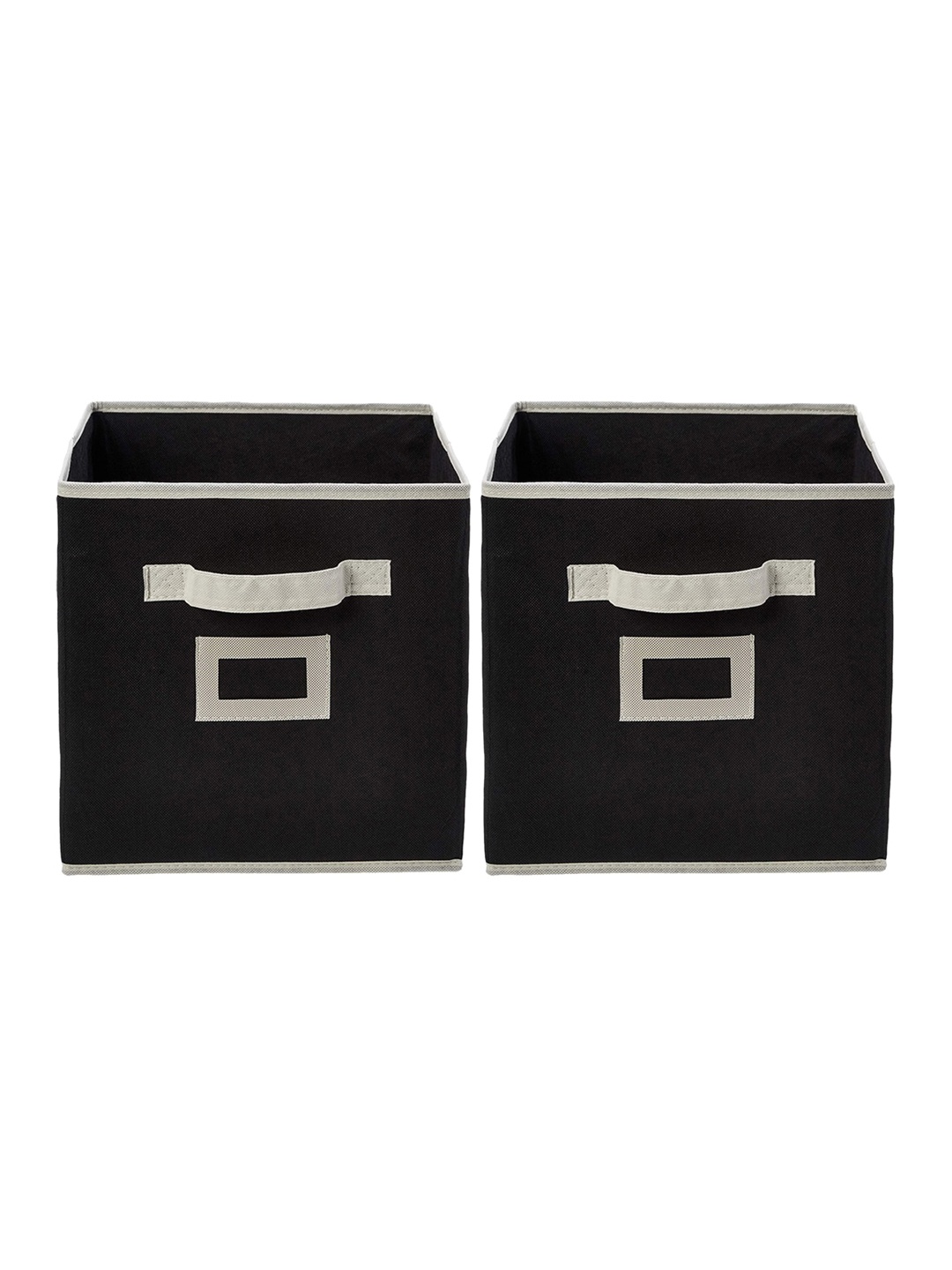 

Kuber Industries Set Of 2 Black & White Fabric Foldable Large Cube Storage Boxes