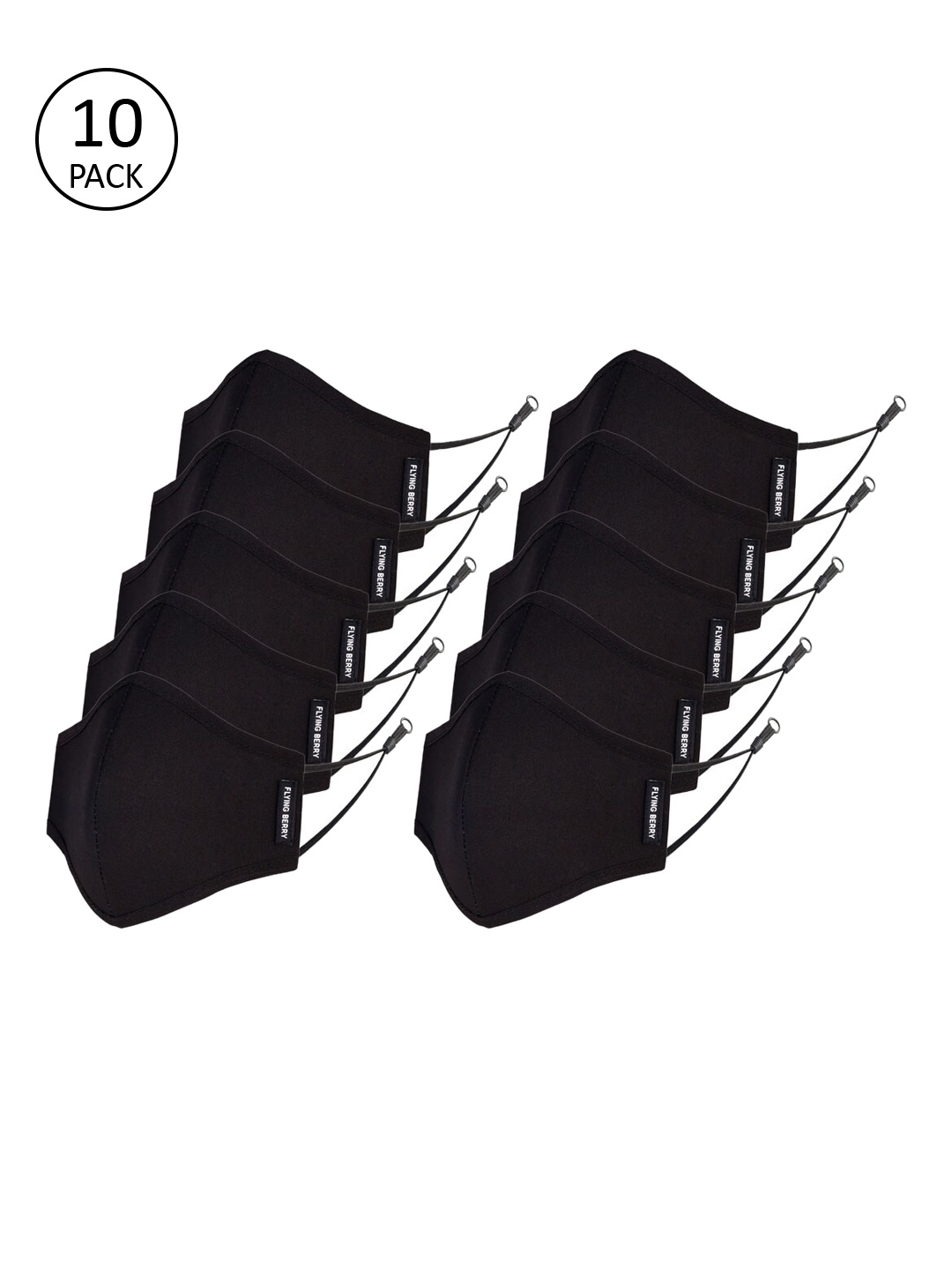 

FLYING BERRY Unisex 10 Pcs 3-Ply Protective Outdoor Face Masks, Black
