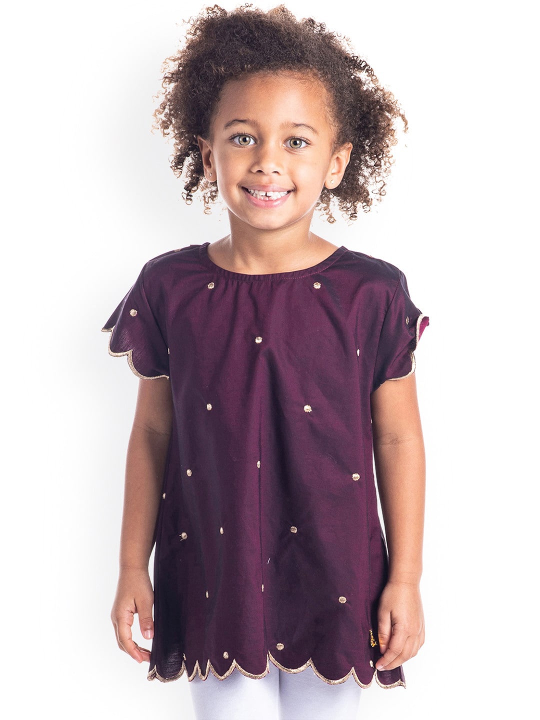 

Cherry Crumble Girls Purple Embellished Top