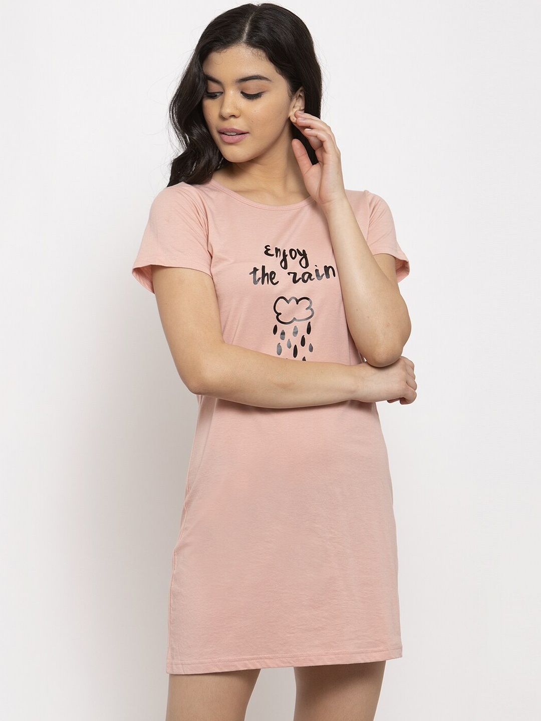 

Claura Women Pink Printed Nightdress